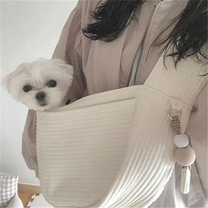 Handmade Canvas Pet Sling Bag – Comfortable Travel Carrier for Dogs & Cats