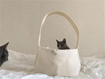 Handmade Canvas Pet Sling Bag – Comfortable Travel Carrier for Dogs & Cats