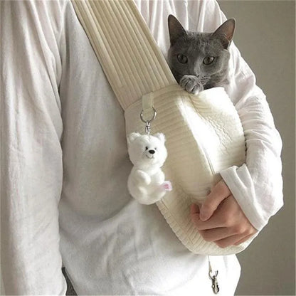 Handmade Canvas Pet Sling Bag – Comfortable Travel Carrier for Dogs & Cats