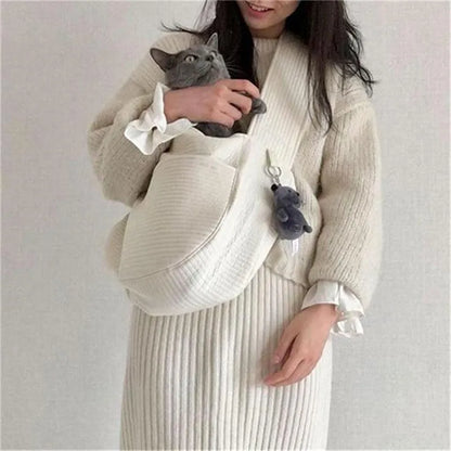 Handmade Canvas Pet Sling Bag – Comfortable Travel Carrier for Dogs & Cats