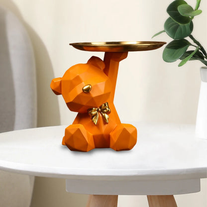 Geometric Bear Key Holder – Resin Desk & Entrance Decoration Figurine