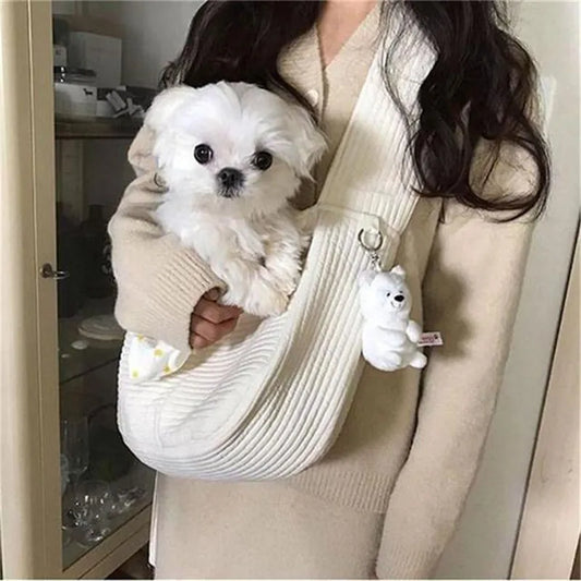 Handmade Canvas Pet Sling Bag – Comfortable Travel Carrier for Dogs & Cats