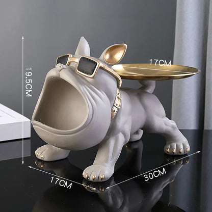 30cm Bulldog Figurine – Resin Dog Statue & Storage Box for Home Decor