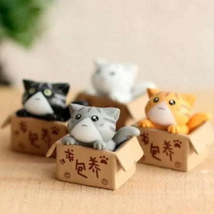 Kawaii Mini Cat Ornament – Cute Kitten Statue for Home & Garden Decor
