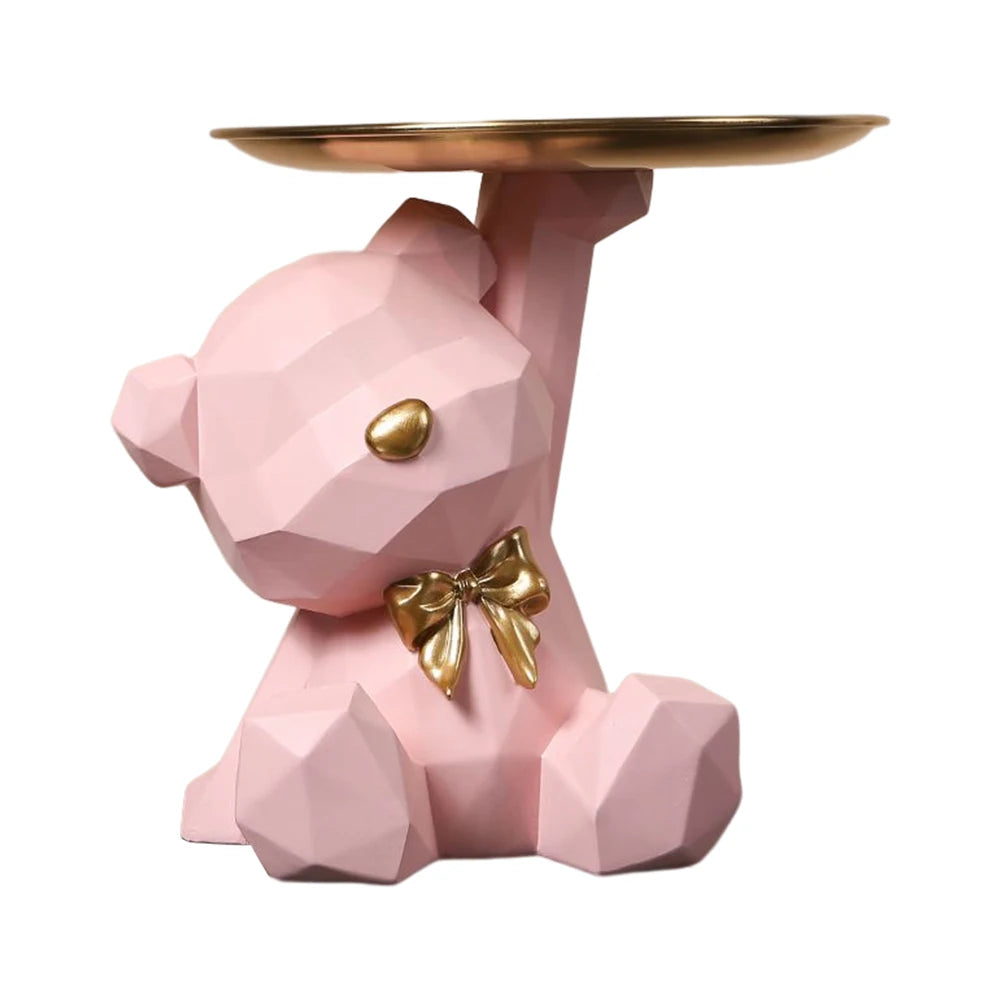 Geometric Bear Key Holder – Resin Desk & Entrance Decoration Figurine
