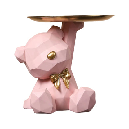 Geometric Bear Key Holder – Resin Desk & Entrance Decoration Figurine