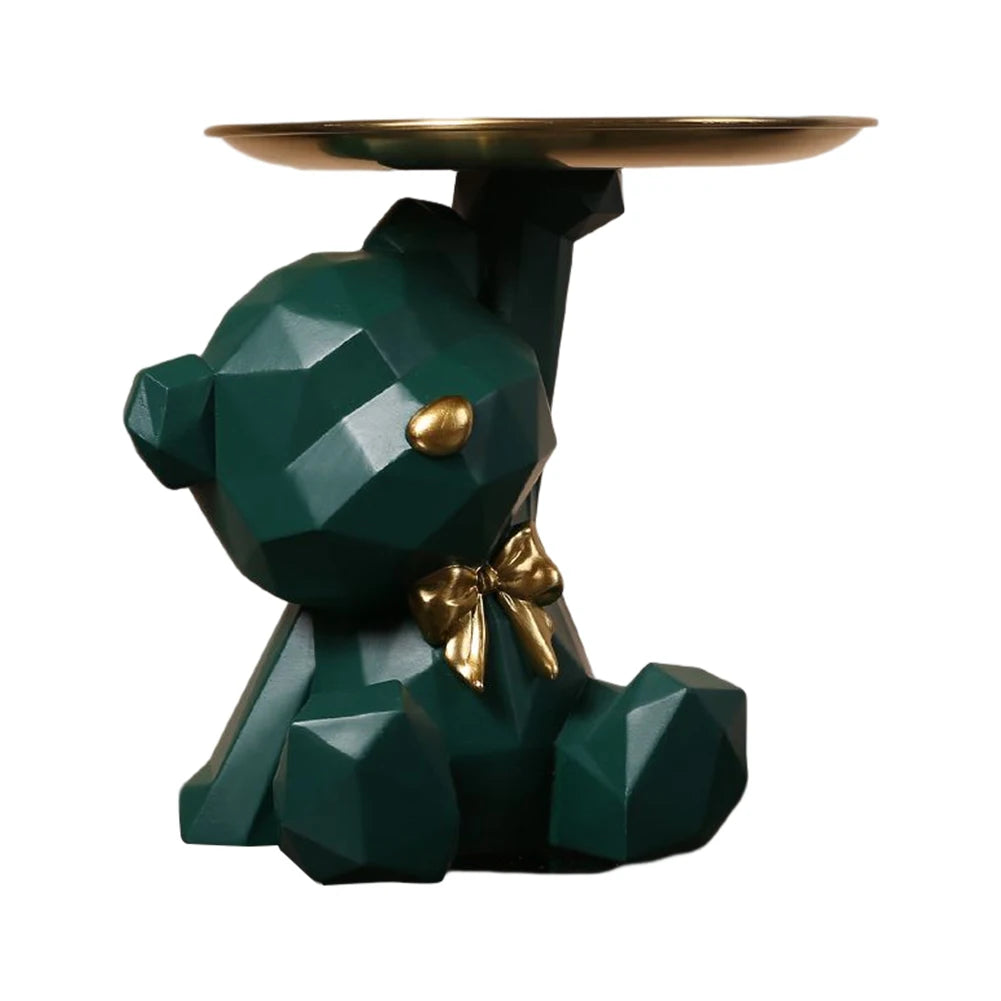 Geometric Bear Key Holder – Resin Desk & Entrance Decoration Figurine
