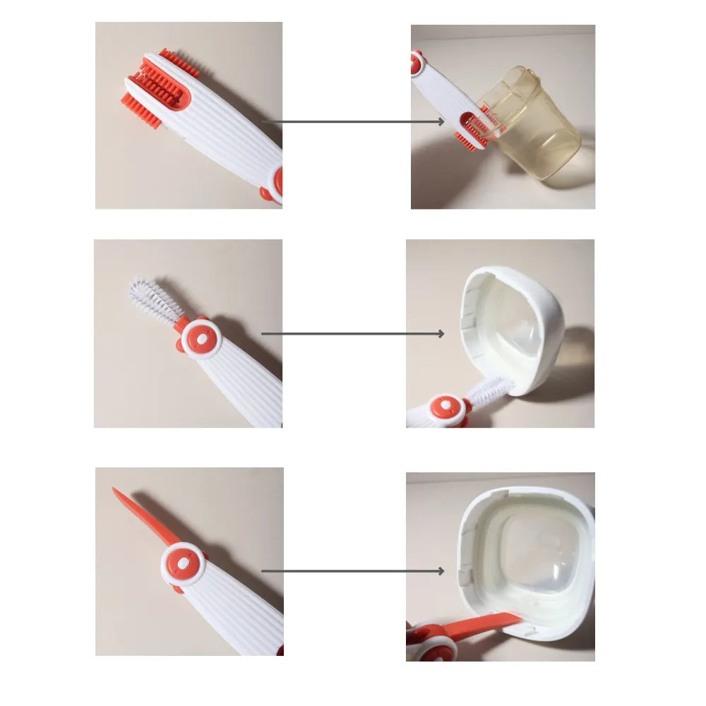 4-in-1 Baby Bottle Cleaning Brush Set – Portable Silicone Brush with Pacifier & Straw Cleaner