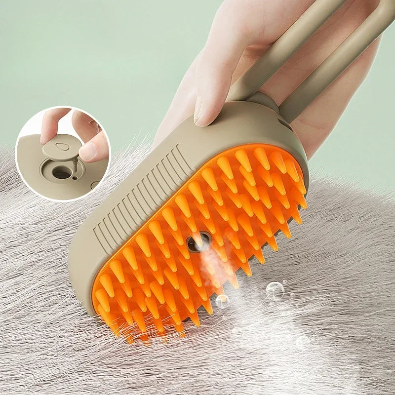 3-in-1 Pet Spray Massage Brush – Steam, Groom & Hair Removal Comb for Dogs & Cats