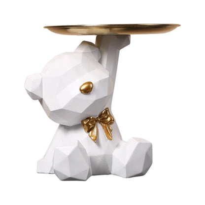 Geometric Bear Key Holder – Resin Desk & Entrance Decoration Figurine