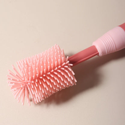 4-in-1 Baby Bottle Cleaning Brush Set – Portable Silicone Brush with Pacifier & Straw Cleaner