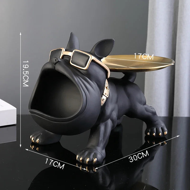 30cm Bulldog Figurine – Resin Dog Statue & Storage Box for Home Decor