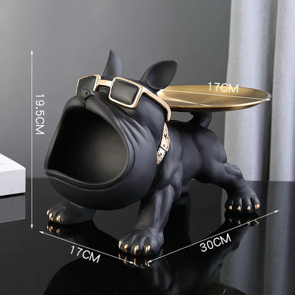 30cm Bulldog Figurine – Resin Dog Statue & Storage Box for Home Decor