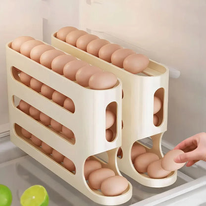 4-Layer Rolling Egg Holder – Automatic Fridge Storage Dispenser