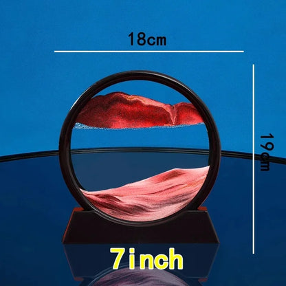 3D Moving Sand Art Picture – Round Glass Quicksand Frame for Home & Office Decor