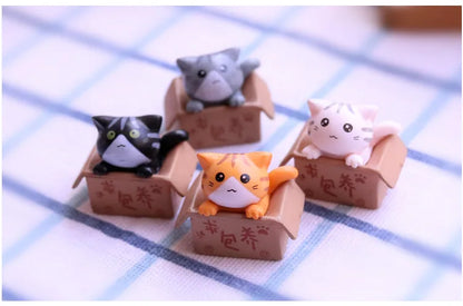 Kawaii Mini Cat Ornament – Cute Kitten Statue for Home & Garden Decor
