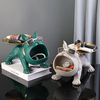 30cm Bulldog Figurine – Resin Dog Statue & Storage Box for Home Decor