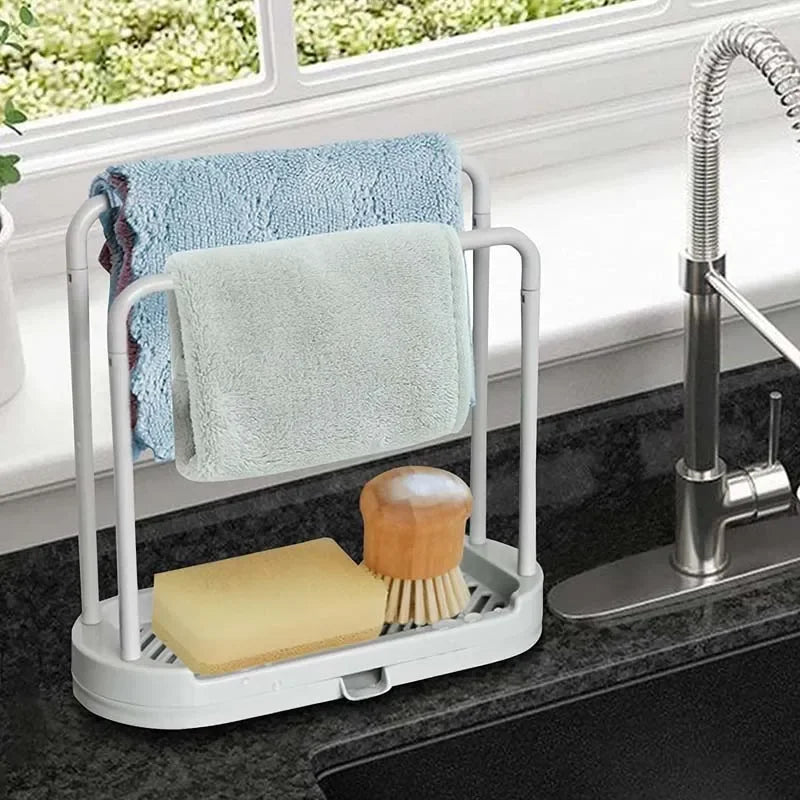 Kitchen Sink Drain Rack – Storage Stand for Sponges, Rags & Cleaning Tools