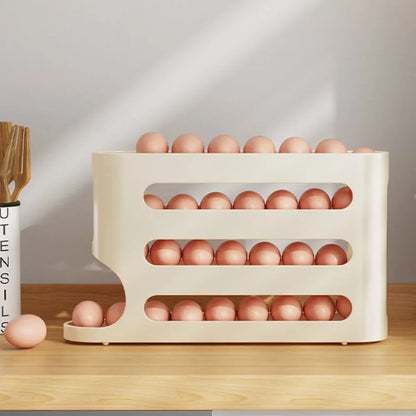 4-Layer Rolling Egg Holder – Automatic Fridge Storage Dispenser