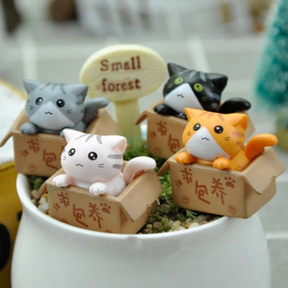 Kawaii Mini Cat Ornament – Cute Kitten Statue for Home & Garden Decor