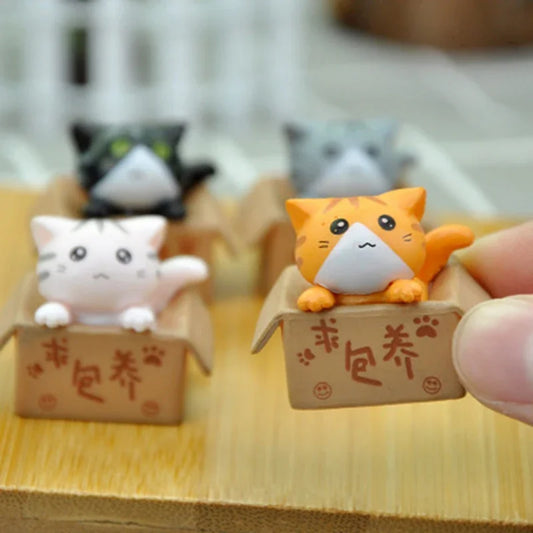 Kawaii Mini Cat Ornament – Cute Kitten Statue for Home & Garden Decor