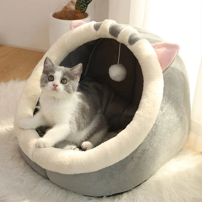Cat & Dog Bed – Foldable, Washable Cave Bed for Small Pets