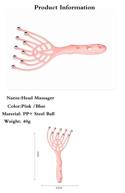Head & Scalp Massager – Handheld Roller with 9 Claws for Stress Relief & Relaxation