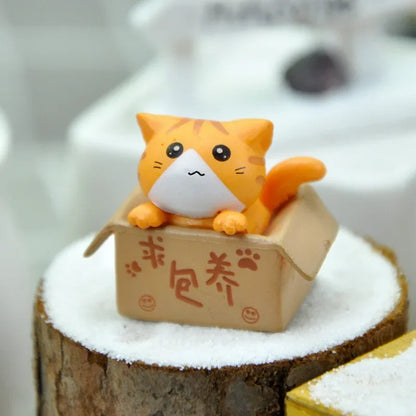 Kawaii Mini Cat Ornament – Cute Kitten Statue for Home & Garden Decor