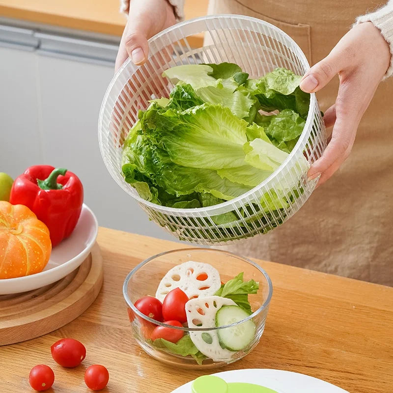 Manual Salad Spinner – Multifunctional Vegetable & Fruit Dehydrator with Drain Basket