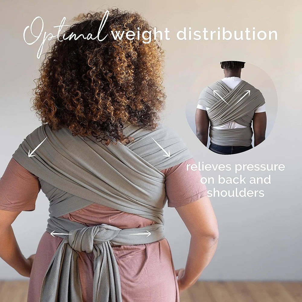 Cotton Baby Wrap Carrier – Newborn to Toddler Sling for Comfortable Travel (0–36 Months)