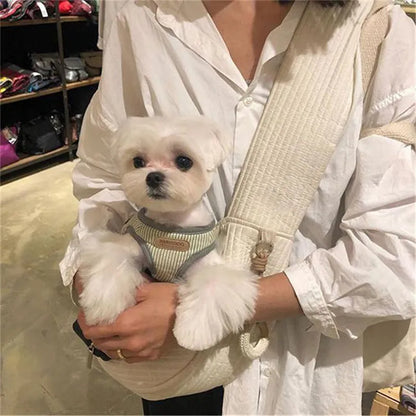 Handmade Canvas Pet Sling Bag – Comfortable Travel Carrier for Dogs & Cats