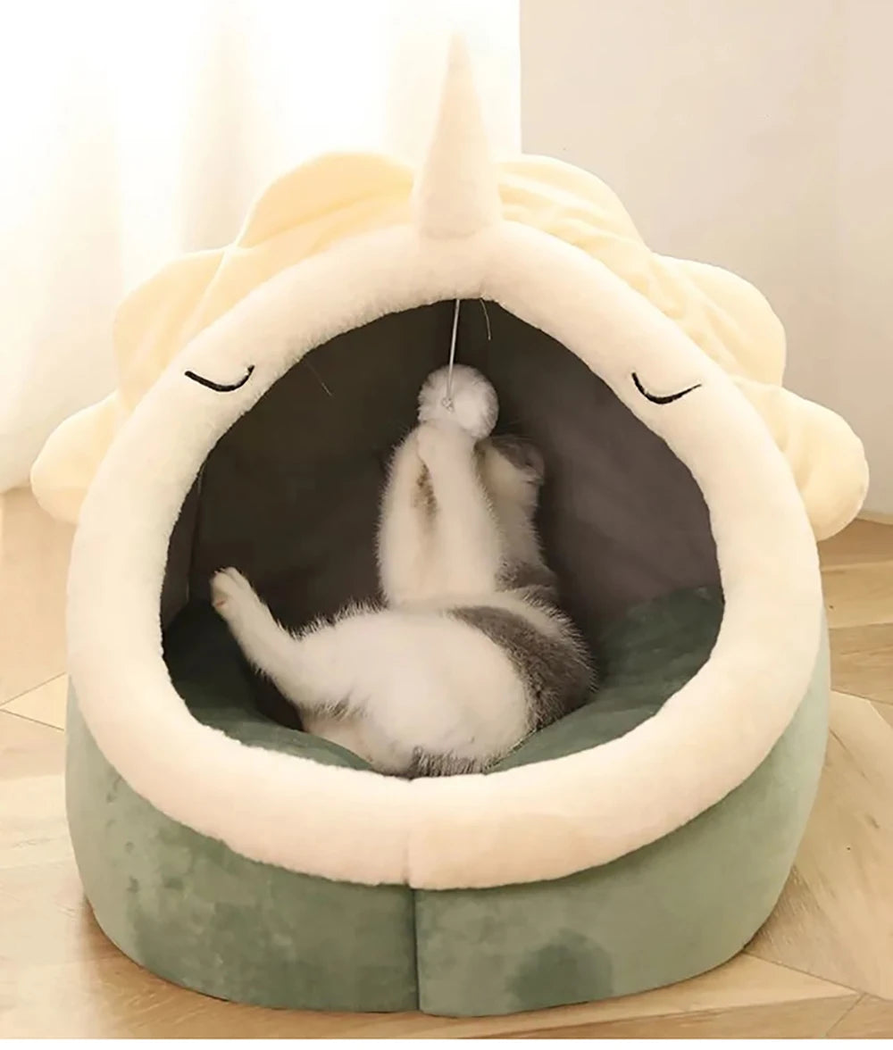 Cat & Dog Bed – Foldable, Washable Cave Bed for Small Pets