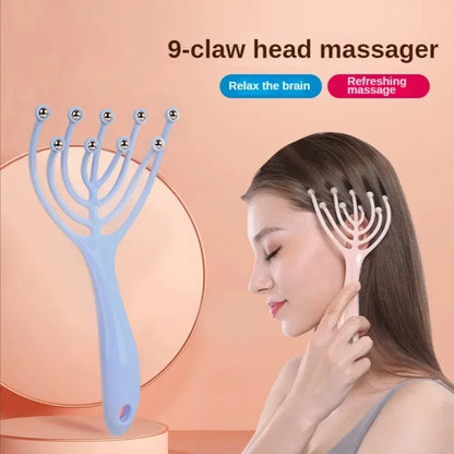 Head & Scalp Massager – Handheld Roller with 9 Claws for Stress Relief & Relaxation