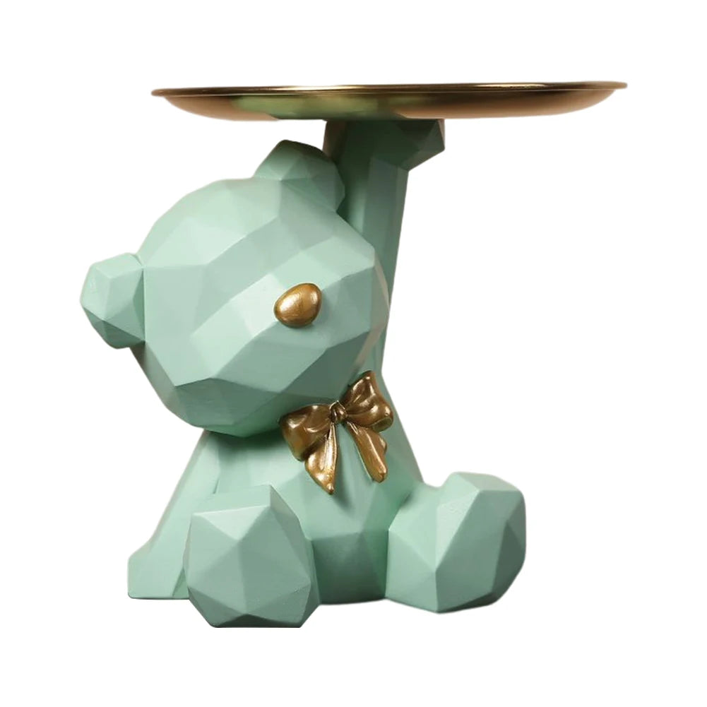 Geometric Bear Key Holder – Resin Desk & Entrance Decoration Figurine