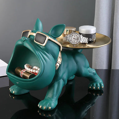 30cm Bulldog Figurine – Resin Dog Statue & Storage Box for Home Decor