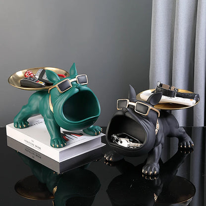 30cm Bulldog Figurine – Resin Dog Statue & Storage Box for Home Decor
