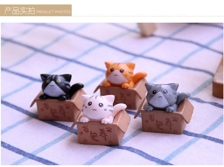 Kawaii Mini Cat Ornament – Cute Kitten Statue for Home & Garden Decor