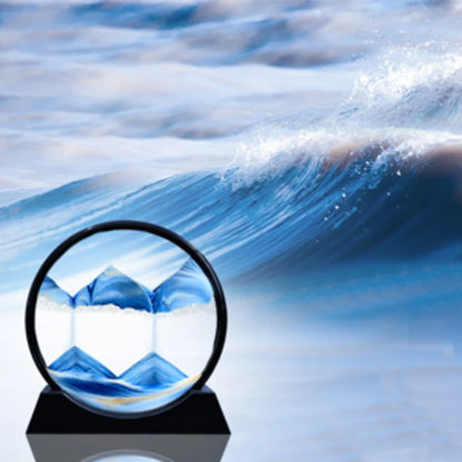 3D Moving Sand Art Picture – Round Glass Quicksand Frame for Home & Office Decor