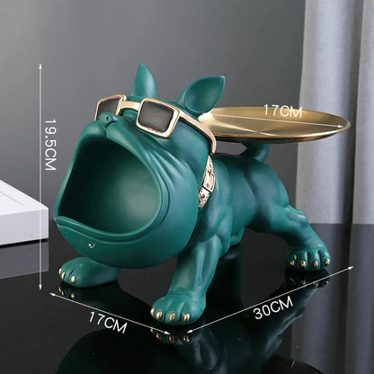 30cm Bulldog Figurine – Resin Dog Statue & Storage Box for Home Decor
