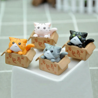 Kawaii Mini Cat Ornament – Cute Kitten Statue for Home & Garden Decor
