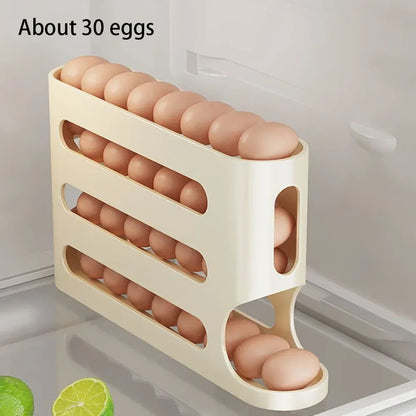 4-Layer Rolling Egg Holder – Automatic Fridge Storage Dispenser