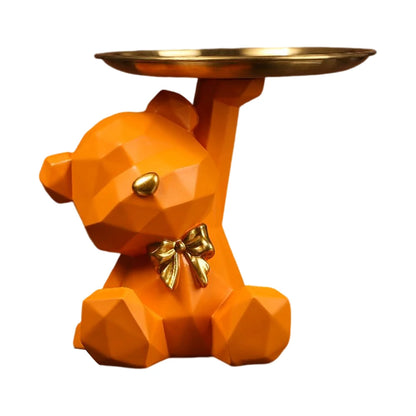 Geometric Bear Key Holder – Resin Desk & Entrance Decoration Figurine