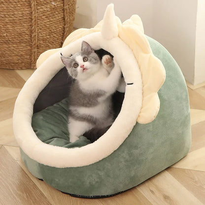 Cat & Dog Bed – Foldable, Washable Cave Bed for Small Pets