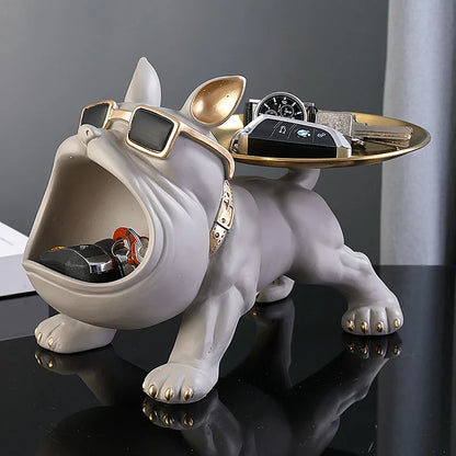 30cm Bulldog Figurine – Resin Dog Statue & Storage Box for Home Decor