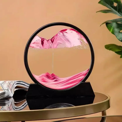 3D Moving Sand Art Picture – Round Glass Quicksand Frame for Home & Office Decor
