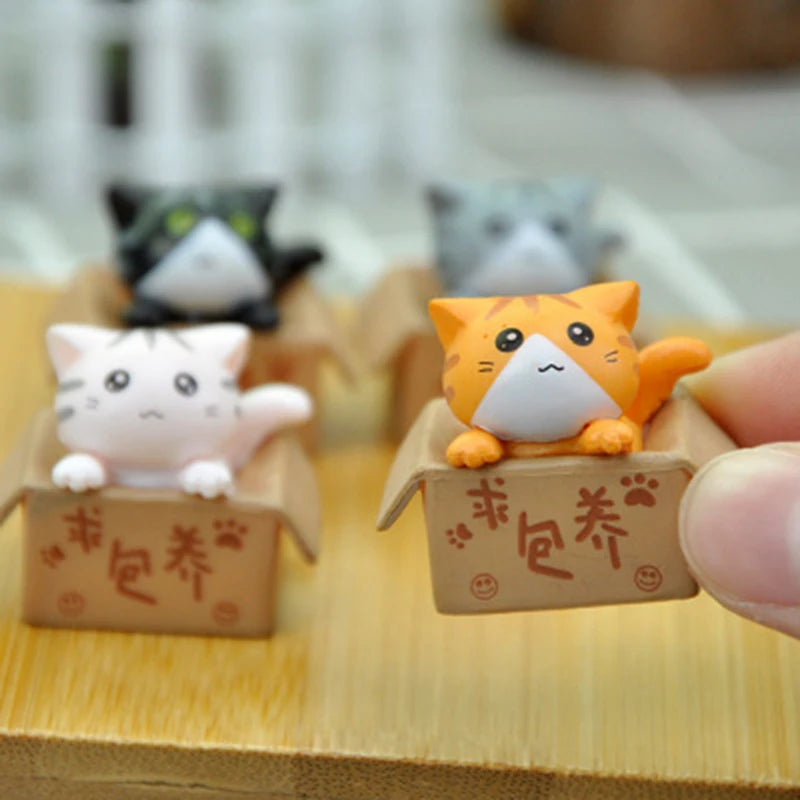 Kawaii Mini Cat Ornament – Cute Kitten Statue for Home & Garden Decor