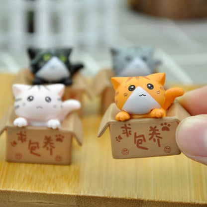 Kawaii Mini Cat Ornament – Cute Kitten Statue for Home & Garden Decor