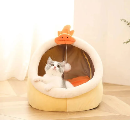 Cat & Dog Bed – Foldable, Washable Cave Bed for Small Pets