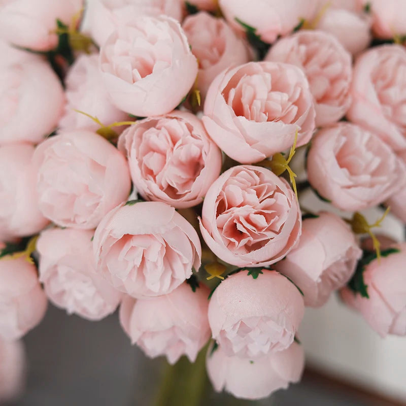 27-Head Artificial Rose & Peony Bouquet – Silk Flowers for Home & Wedding Decoration