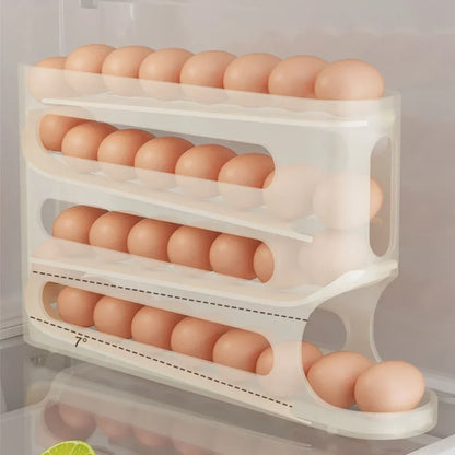 4-Layer Rolling Egg Holder – Automatic Fridge Storage Dispenser